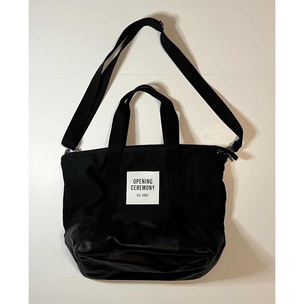 Opening Ceremony Large Overnight Weekender Tote Bag Black Canvas